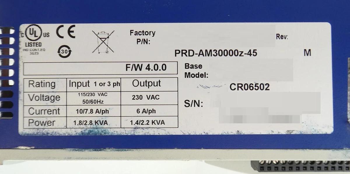 Used Kollmorgen PRD-AM30000z-45 Servo Drive CR06502 SERVOSTAR CD Working Surplus