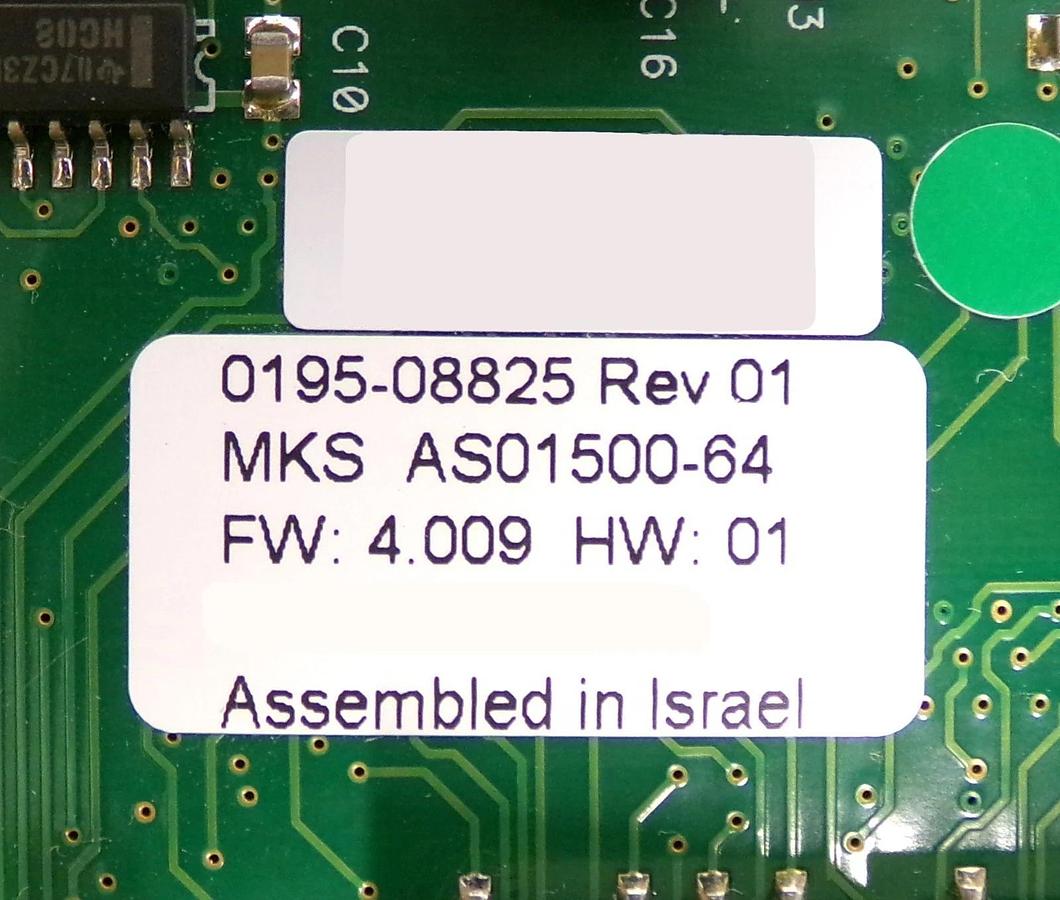 Used MKS Instruments AS01500-64 Cleaner Interlock #1 PCB Card 0195-08825 Working