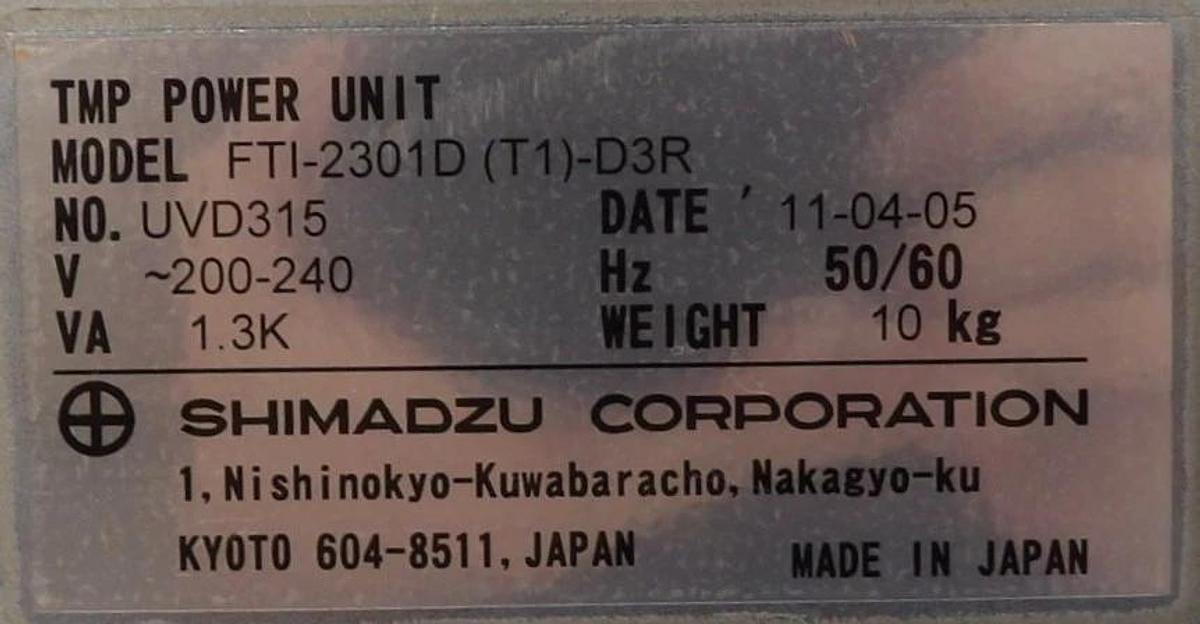 Used TMP Shimadzu FTI-2301D (T1)-D3R Turbomolecular Pump Controller Untested As-Is