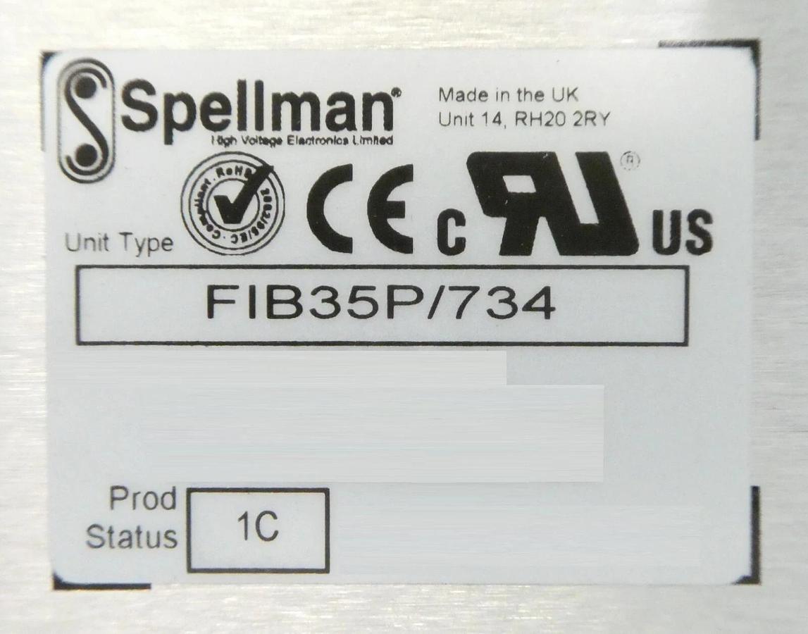 Used Spellman FIB35P/734 High Voltage Power Supply Untested Spare Surplus