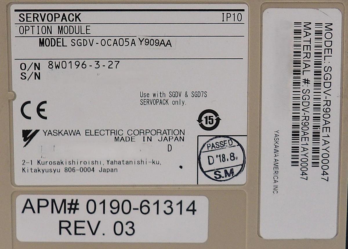 Used Yaskawa Electric SGDV-R90AE1AY896AB Servo Drive SERVOPACK Lot of 4 Working