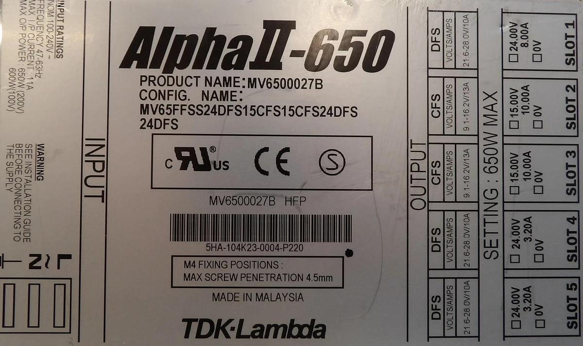 Used TDK MV65FFSS24DFS15CFS15CFS24DFS24DFS Power Supply MV6500027B Lot of 6 Working