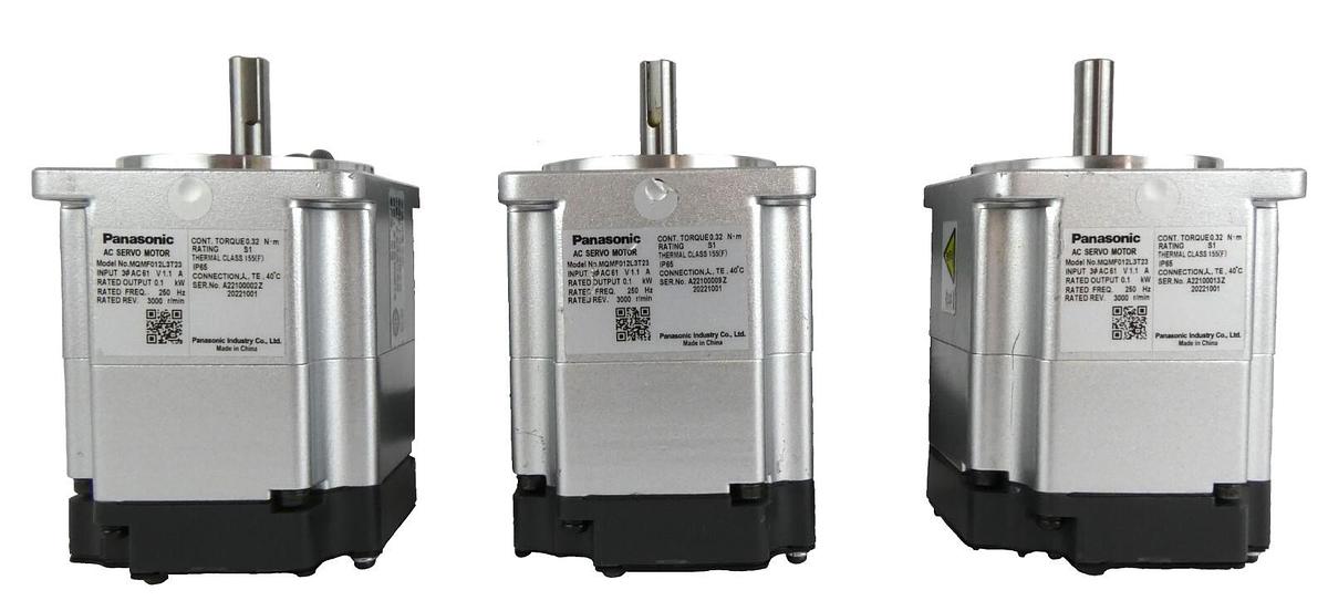 Used Panasonic MQMF012L3T23 AC Servo Motor A6 Series Reseller Lot of 3 Working Spare