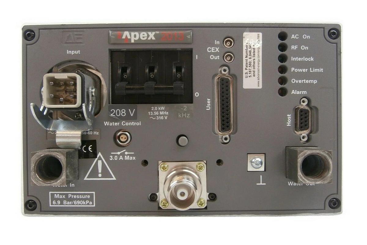 Used Apex 2013 AE Advanced Energy 2.0kW @ 13.56MHz RF Generator Tested Working