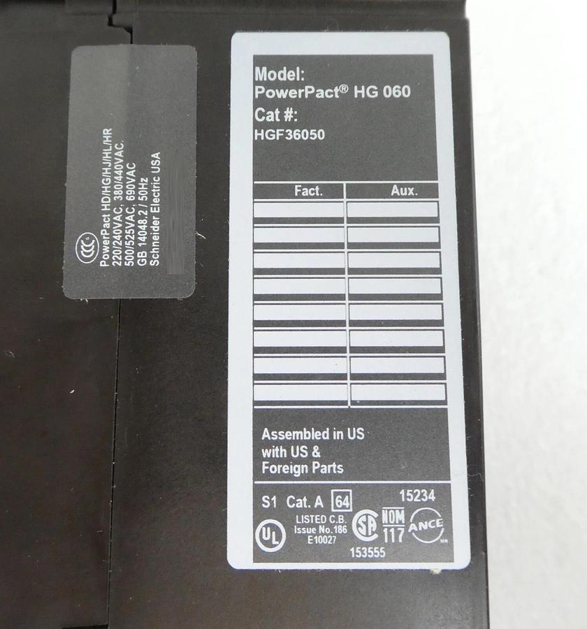 Used Square D HGF36050 Circuit Breaker PowerPact HG 060 Reseller Lot of 2 Working