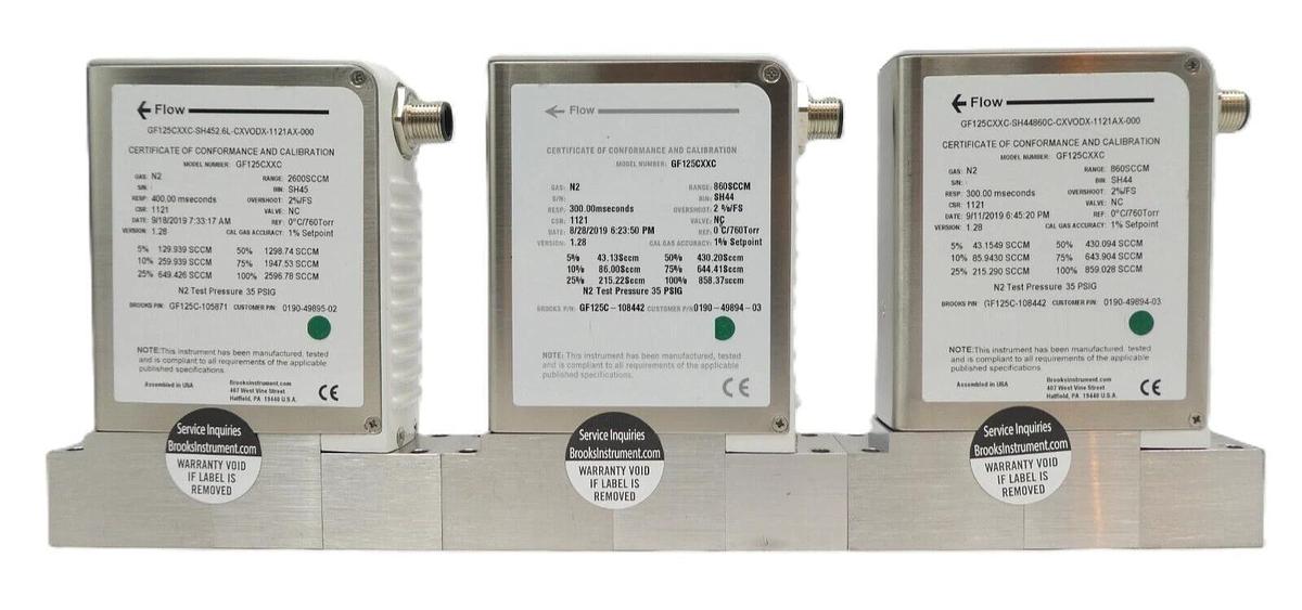 Used Brooks Instrument GF125C Mass Flow Controller MFC GF125CXXC Lot of 10 Working
