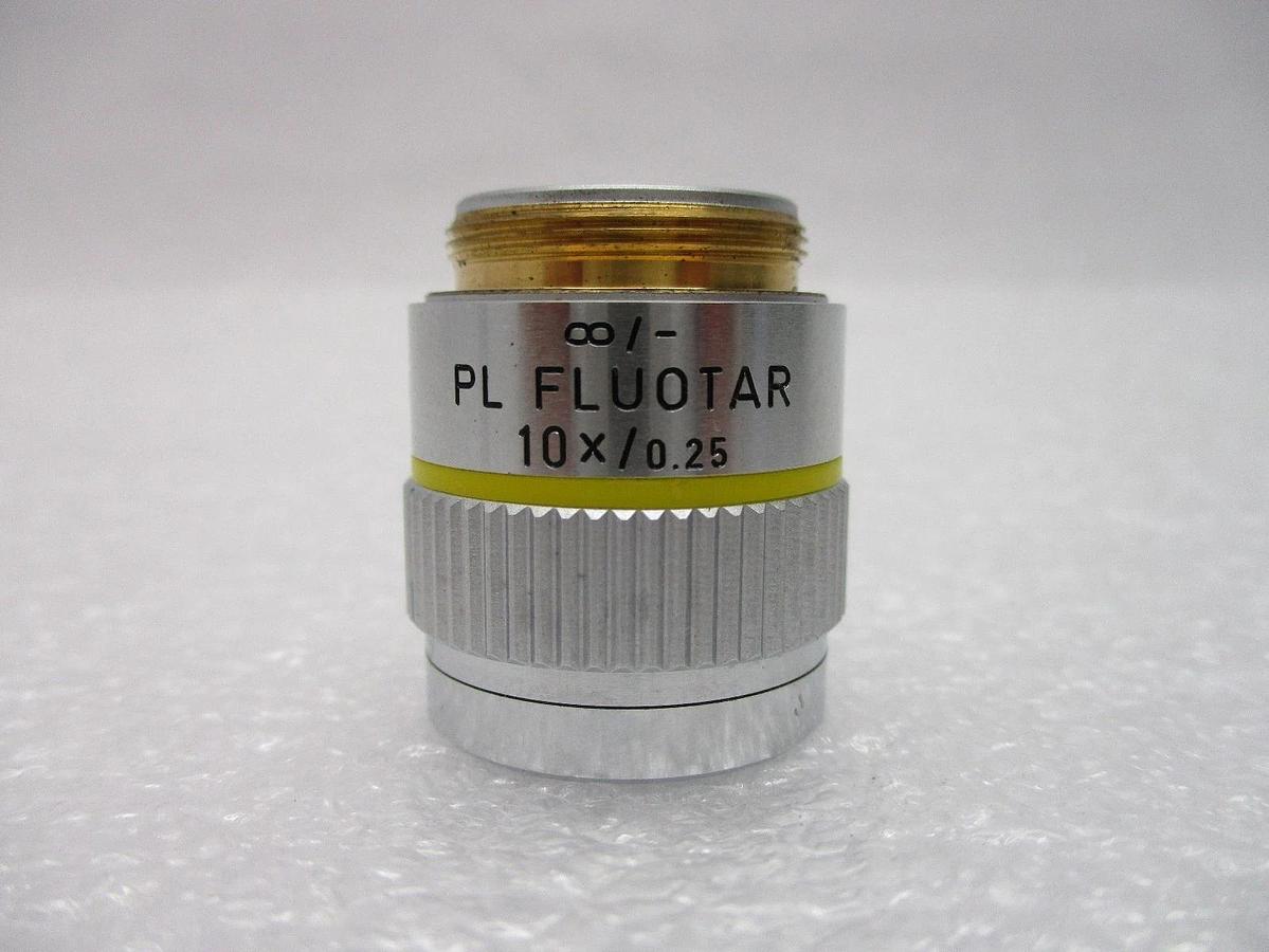 Used Leica 567050 Microscope Objective PL Fluotar 10x/0.25 ∞/- with Sleeve Working
