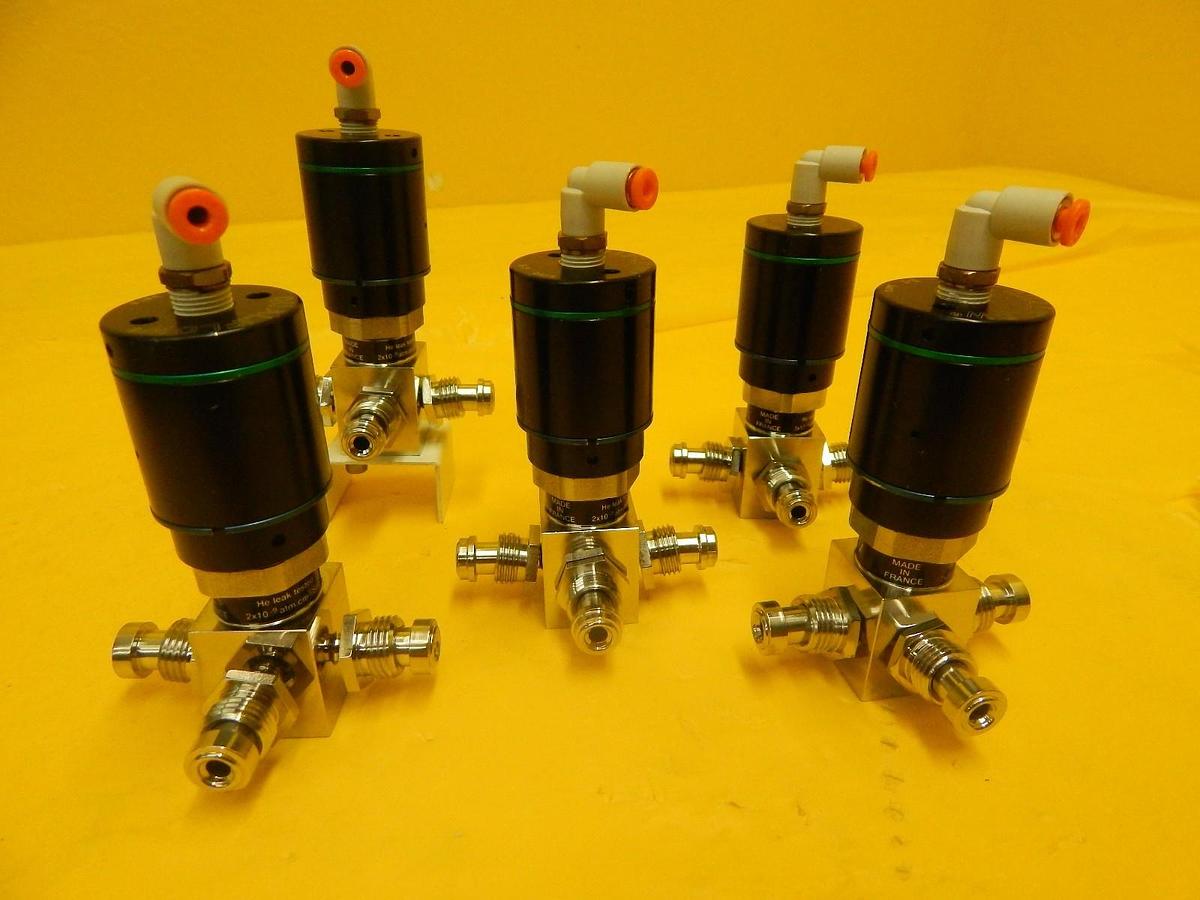 Used Qualiflow 2x10-9atm.cm3/Sec 3-Way Pneumatic Valve Reseller Lot of 5 Used Working