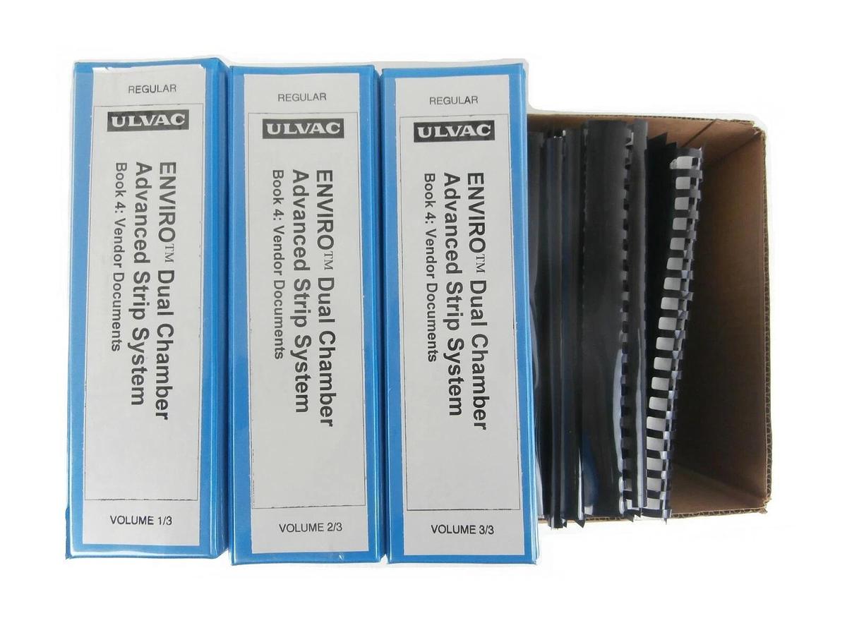 Used Ulvac Technologies Enviro II Dual Chamber Advanced RF Strip System Manual Set