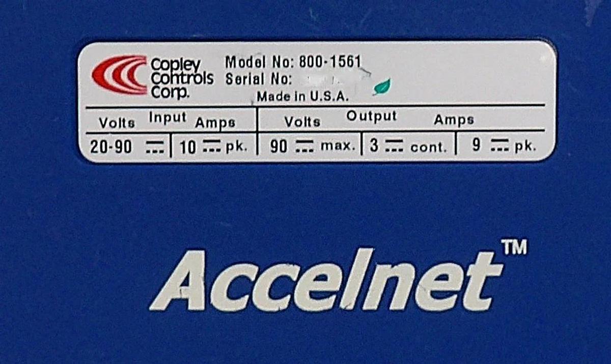 Used Copley Controls 800-1561 Servo Motor Controller Accelnet Working