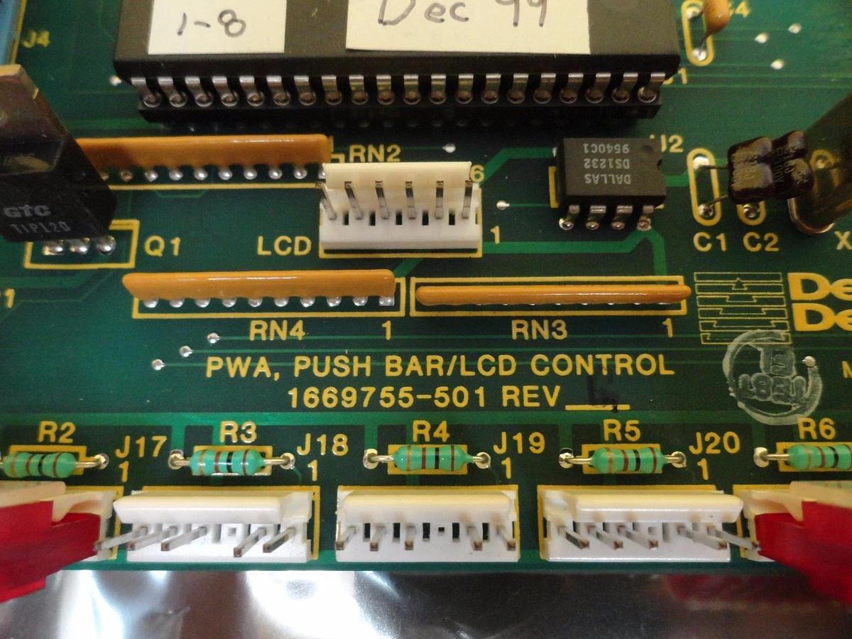 Used Delta Design 1669755-501 Push Bar/LCD Control PCB Working Surplus