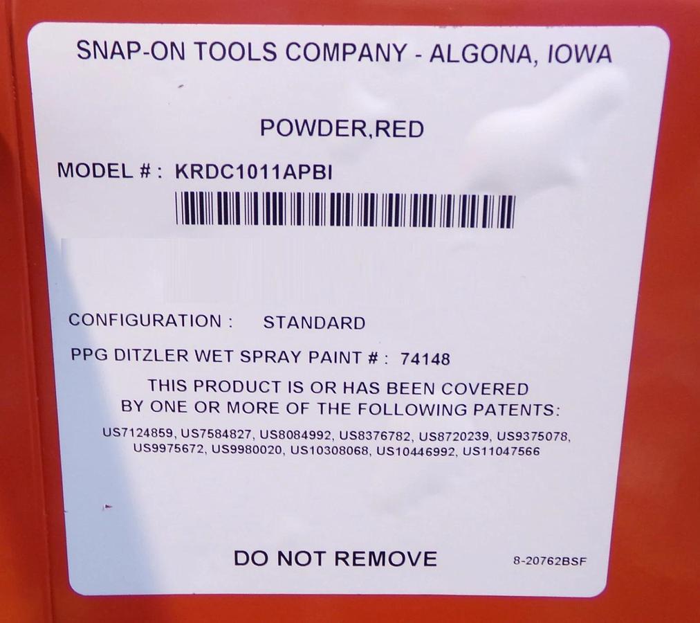 Snap-On Industrial KRDC1011APBI 19" 8-Drawer Red Powder Tool Box New