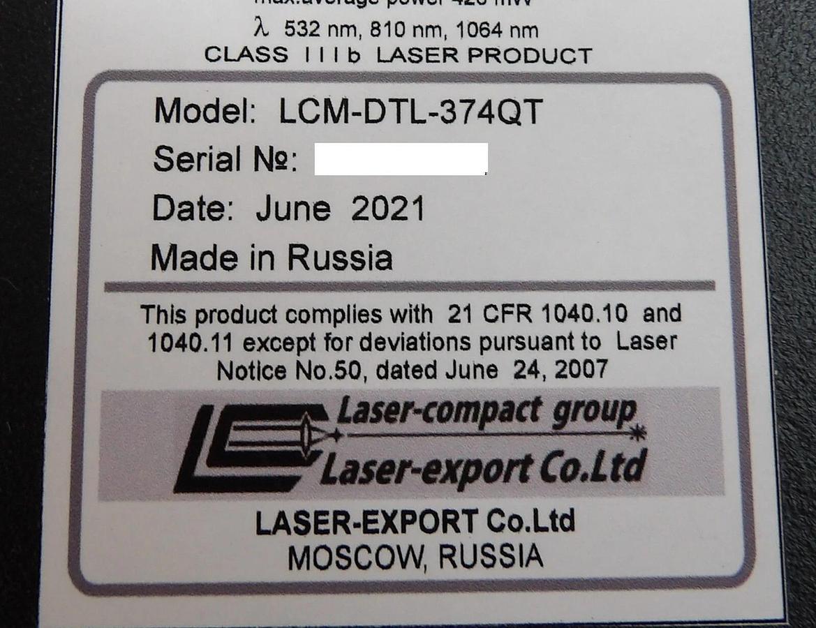 Used Laser-export LCM-DTL-374QT Spectrometer Laser Module Working Surplus