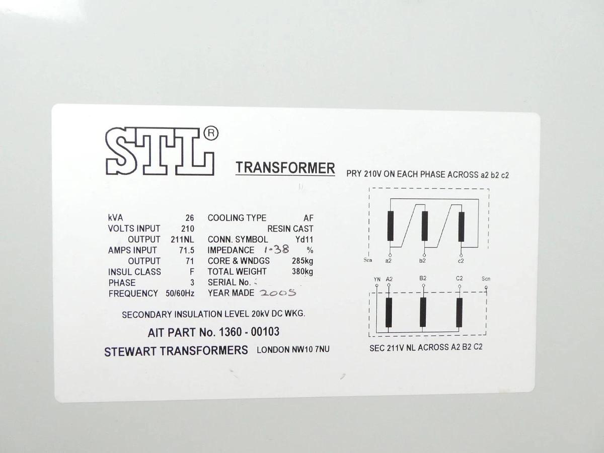 Used STL Stewart Transformers 26kVA Transformer AIT 1360-00103 Used Working