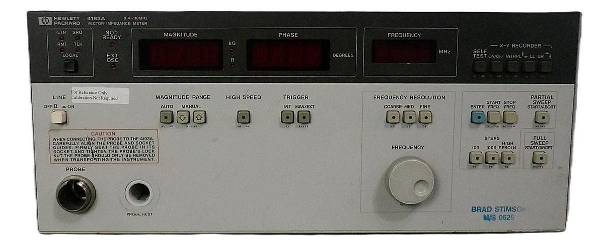 Used HP Hewlett-Packard 4193A Vector Impedance Meter 0.4-110MHz Untested Surplus