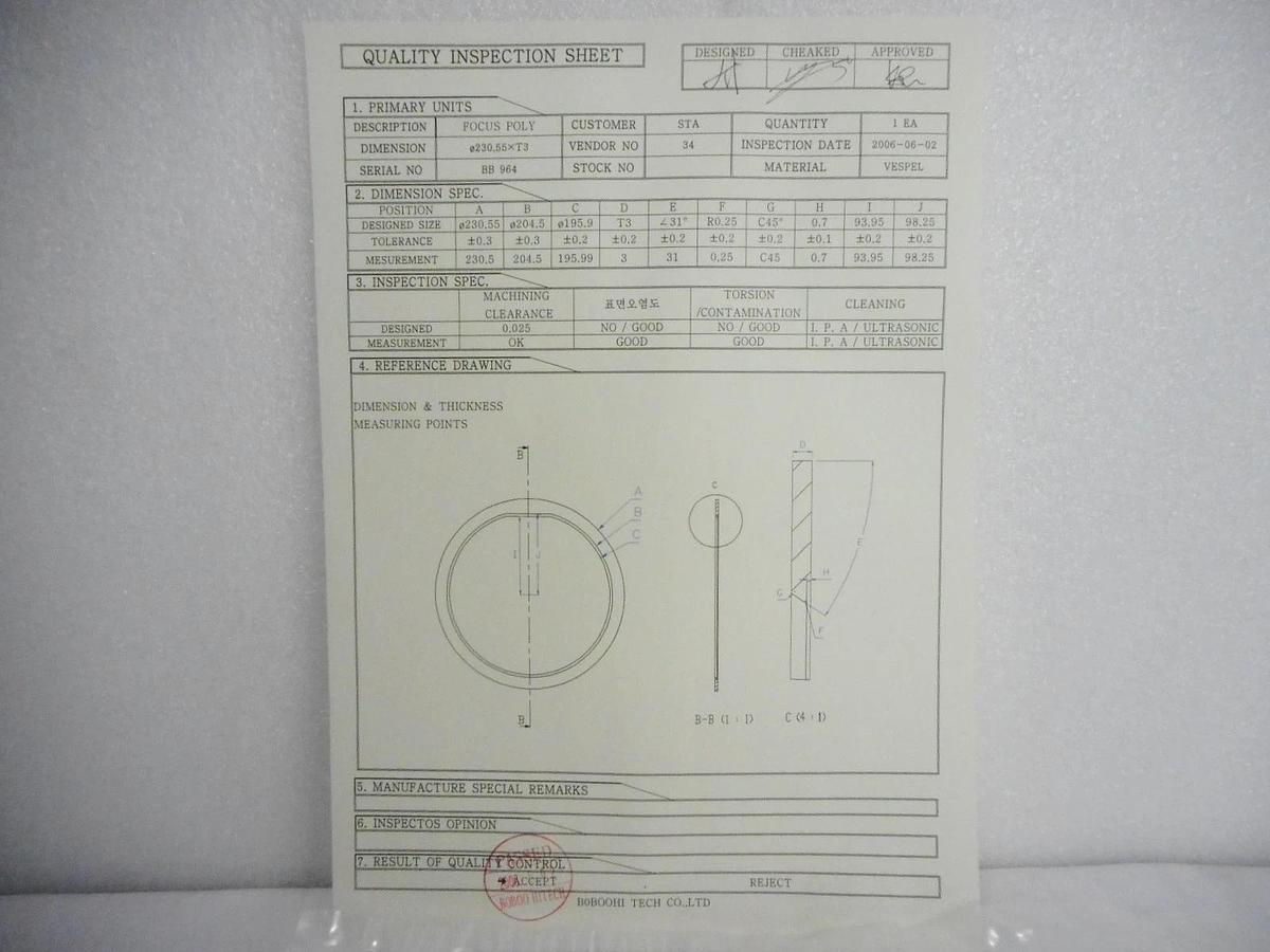 BoBoo Hi-Tech Vespel Focus Ring 200mm New