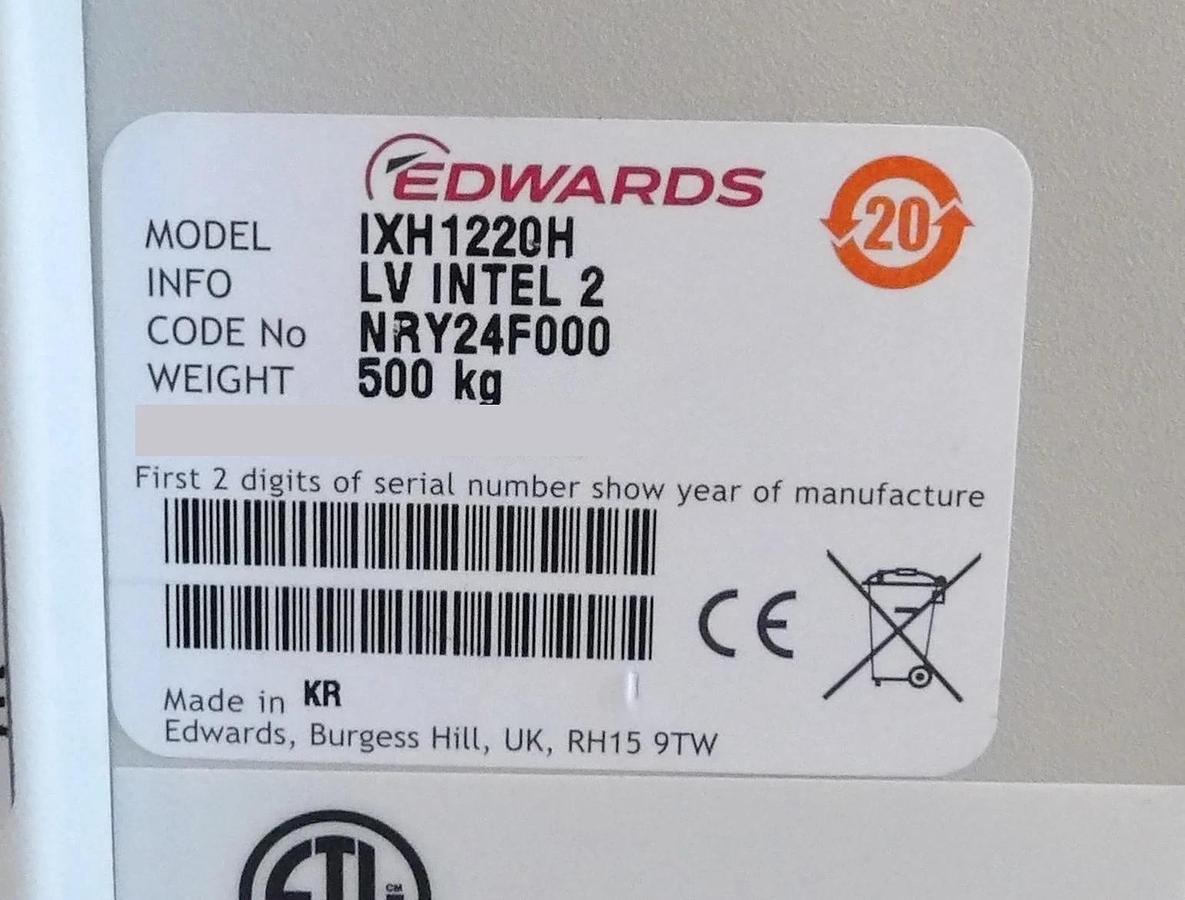 Refurbished iXH 1220H Edwards NRY24F000XS Vacuum Pump IXH1220 Manufacturer Refurbished