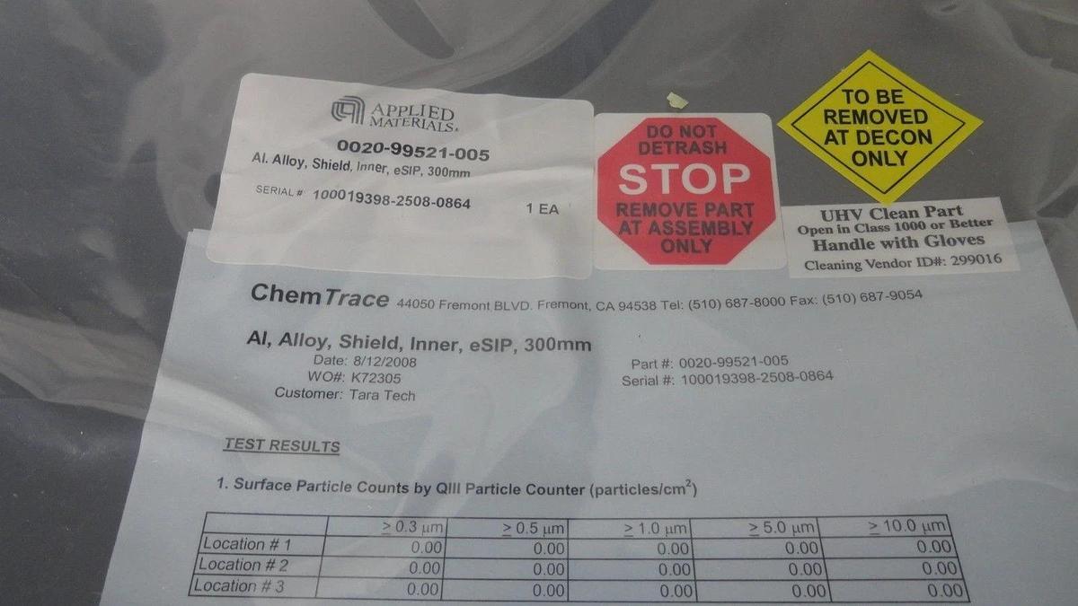 Used AMAT Applied Materials 0020-99521-005 Al Alloy Shield Inner eSIP 300mm Used