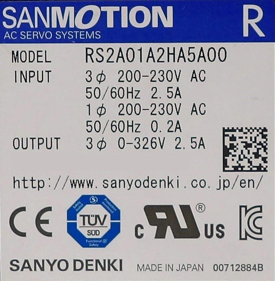 Used Sanyo Denki RS2A01A2HA5A00 AC Servo Drive SANMOTION R AMAT 0195-14084 Working