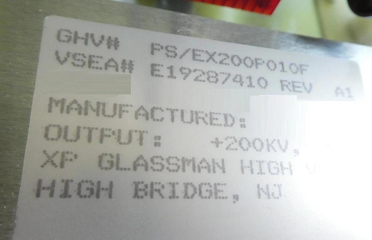 Refurbished Glassman High Voltage PS/EX200P010F HV Power Stack Varian E19287410 Refurbished