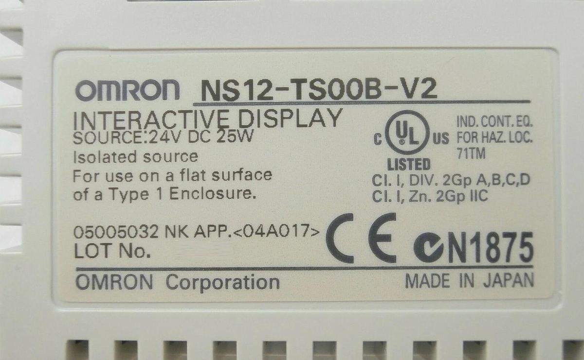 Used Omron NS12-TS00B-V2 12" TFT Interactive Display Touch Screen HMI Working Surplus
