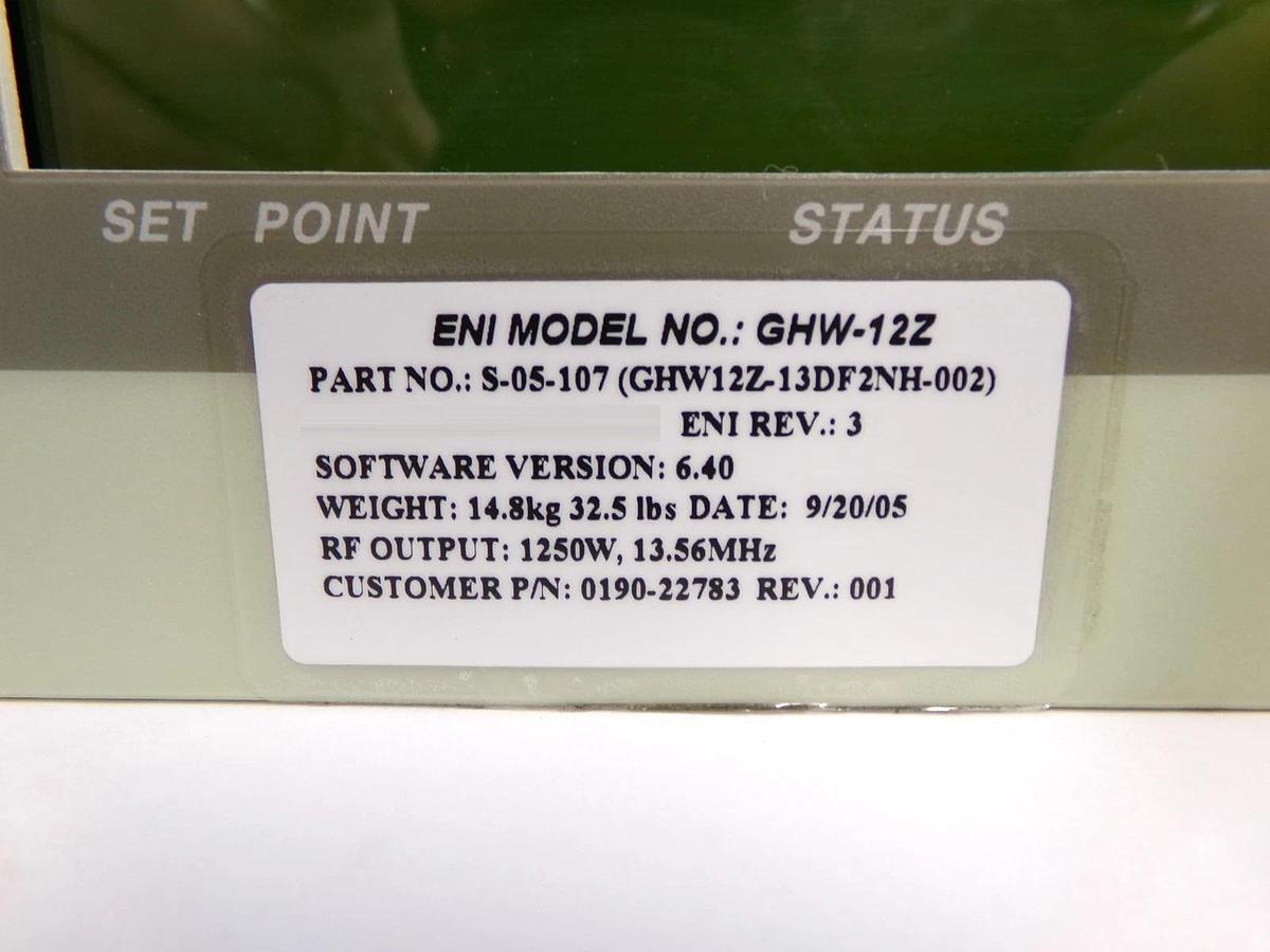 Used GHW-12Z Genesis ENI Power Systems GHW12Z-13DF2NH-002 RF Generator Working