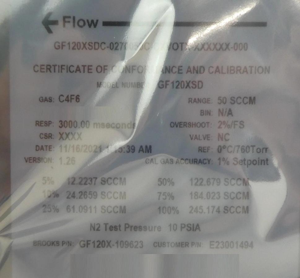 Brooks GF120X-109623 Mass Flow Controller MFC 50 SCCM C4F6 Lot of 2 New
