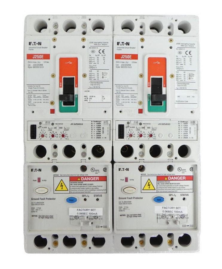 Used Eaton JGE325032G Circuit Breaker J250E ELJBN3250W Reseller Lot of 2 Working