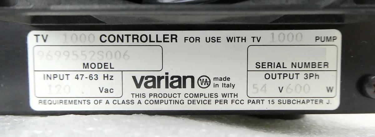 Used Turbo-V 1000 Varian 9699552S006 Turbomolecular Pump Controller Turbo Working