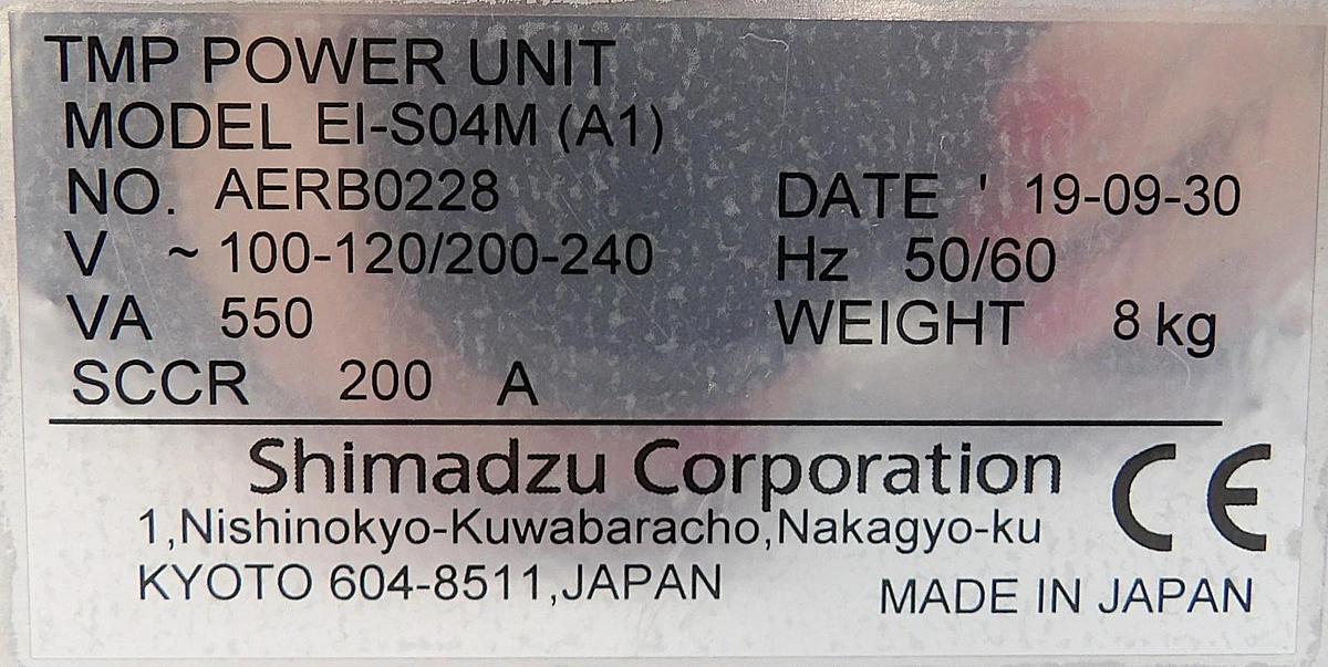 Used TMP Shimadzu EI-S04M (A1) Turbomolecular Pump Controller EI-S04M Working