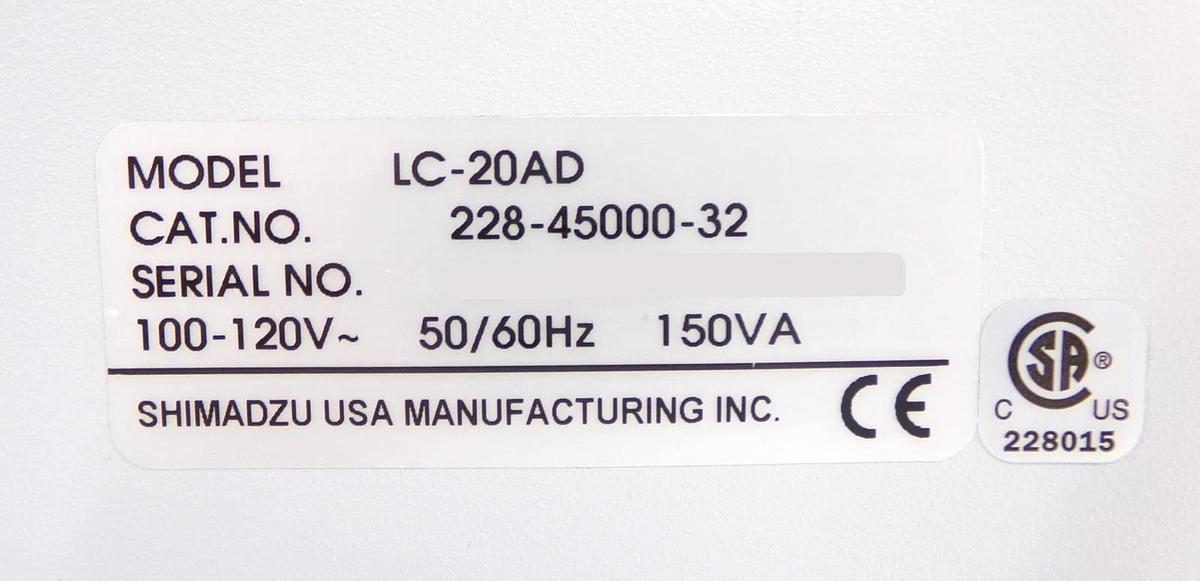 Used Shimadzu 228-45000-32 Liquid Chromatograph LC-20AD V1.11 Lot of 2 Surplus Spare