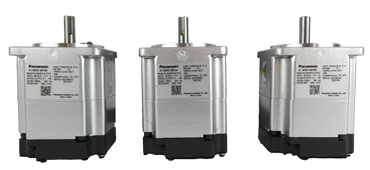 Used Panasonic MQMF012L3T23 AC Servo Motor A6 Series Reseller Lot of 3 Working Spare