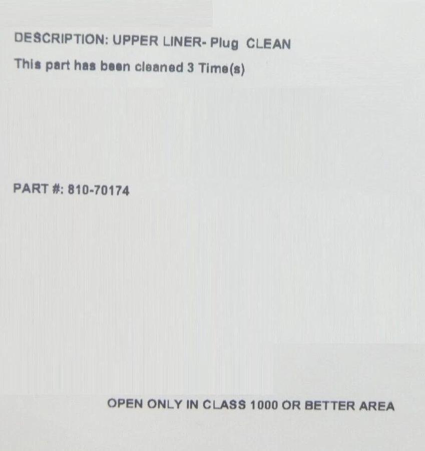 Refurbished Lam Research 810-70174 Cleaned Upper Liner Plug Assembly OEM Refurbished