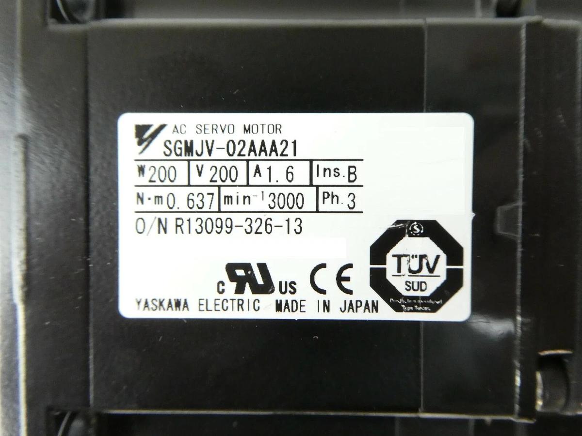 Used Yaskawa Electric SGMJV-02AAA21 AC Servo Motor Rudolph F30 Working Surplus