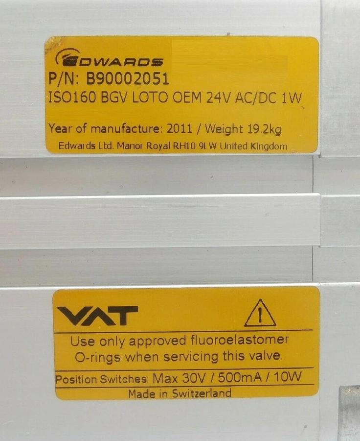 Used Edwards B90002051 Basement Gate Valve VAT Series 09.1 Copper Cu Exposed Working