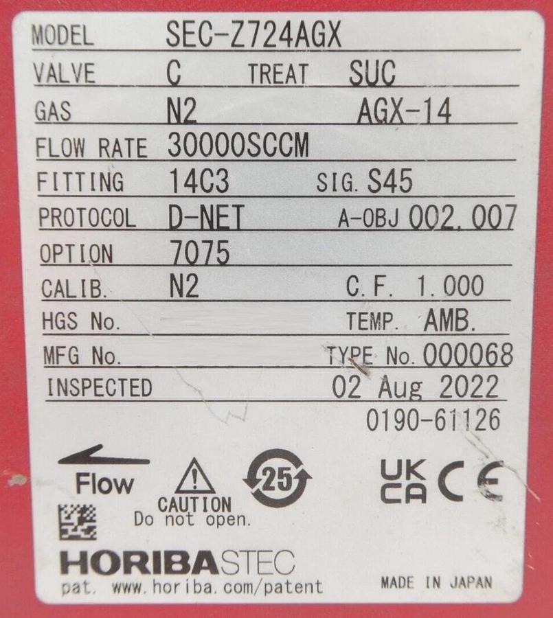 Used Horiba STEC SEC-Z724AGX Mass Flow Controller MFC Z700 Reseller Lot of 7 Working