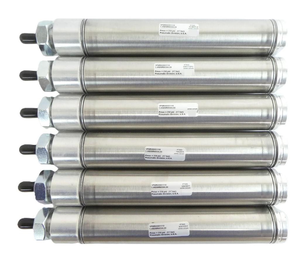 Used Parker 1PSR00001110 Double Acting Air Cylinder Lot of 6 Working Surplus