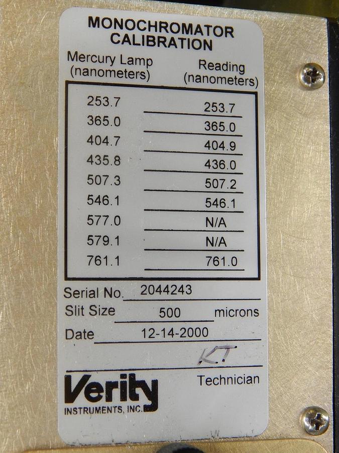 Used Verity Instruments 1000805 Monochromator Detector EP200Mmd 485211 Working