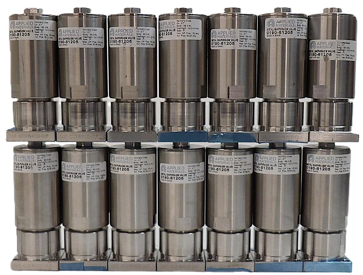 Used AMAT Applied Materials 0190-81205 Pneumatic Diaphragm Valve Lot of 14 Working