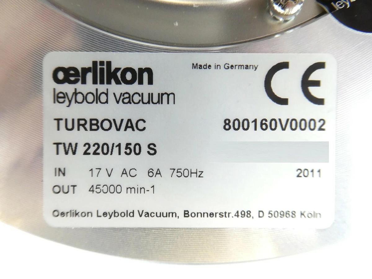 Used TURBOVAC TW 220/150 S Leybold 800160V0002 Turbomolecular Pump Turbo Working