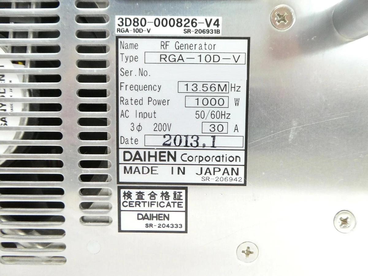 Used Daihen RGA-10D-V RF Power Generator TEL 3D80-000826 Copper Cu Exposed Working