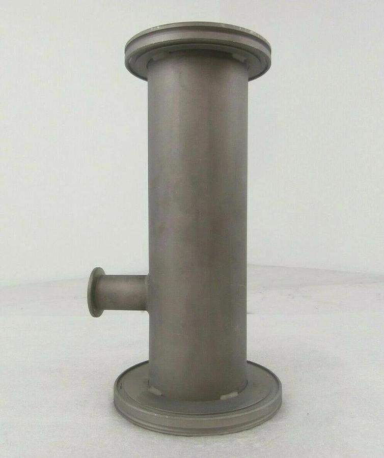 Used Edwards C5163 Straight Nipple Vacuum Adapter Tee ISO80 to ISO100 10.5" Working