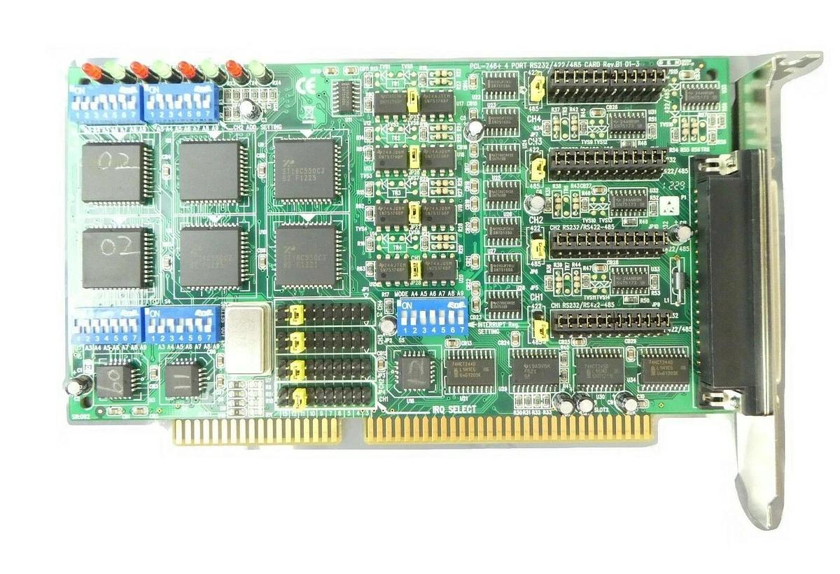 Used Advantech PCL-746+ 4-Port Communications PCB Card RS-232/422/485 ASM Working