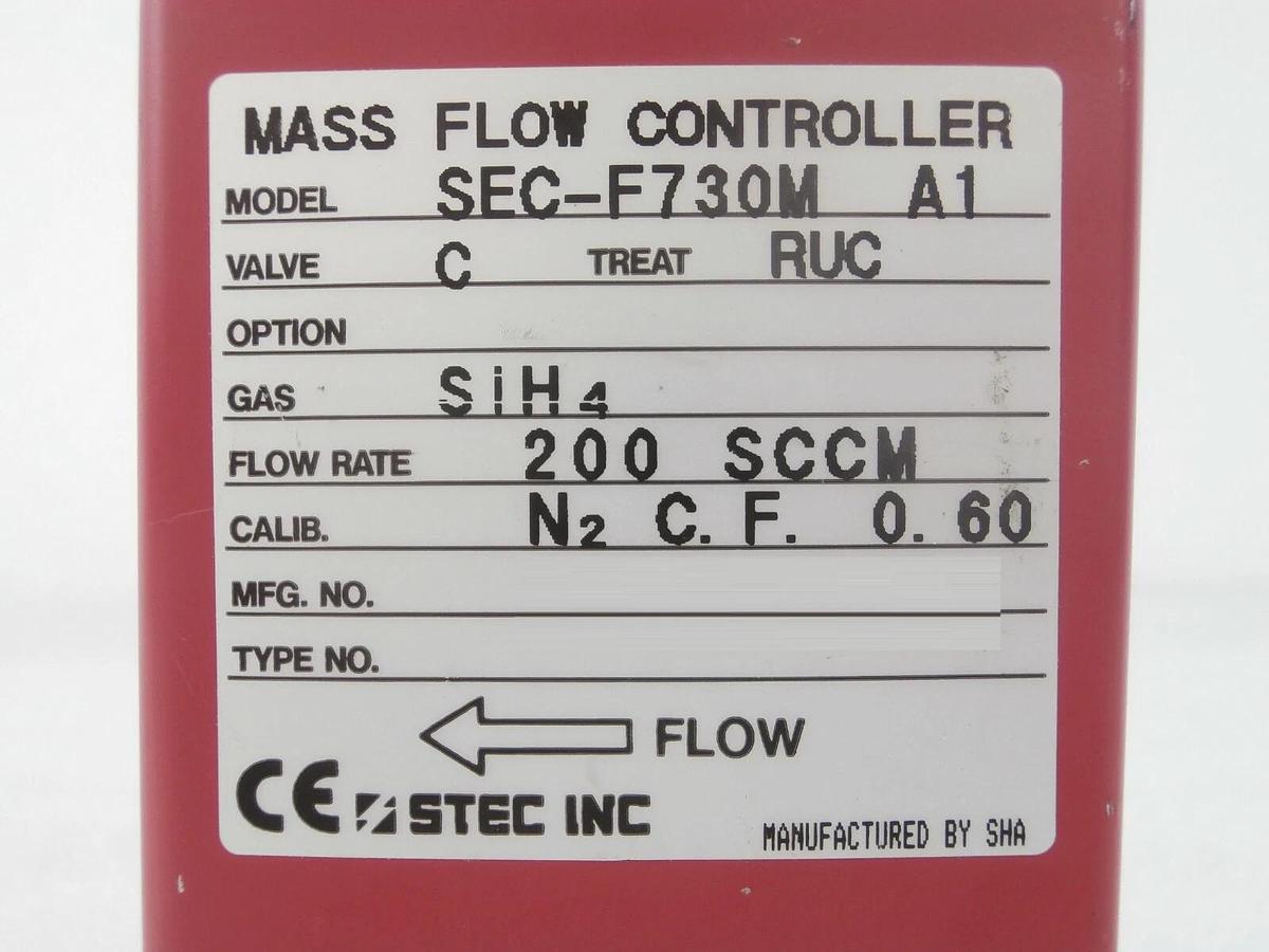 Used STEC SEC-F730M Mass Flow Controller MFC SEC-F730 200 SCCM SiH4 Working Surplus