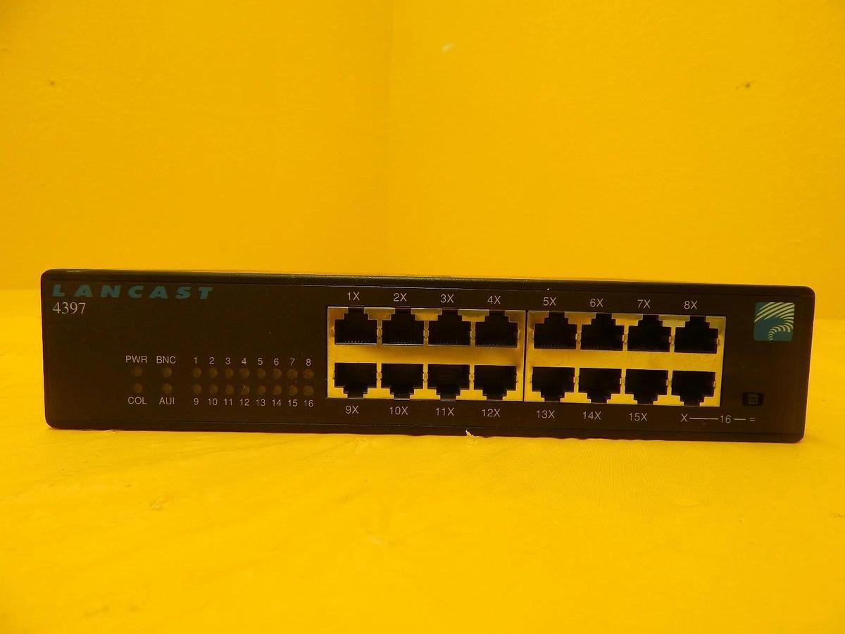 Used LANCAST 4397 16-Port Ethernet Repeater Hub Used Working