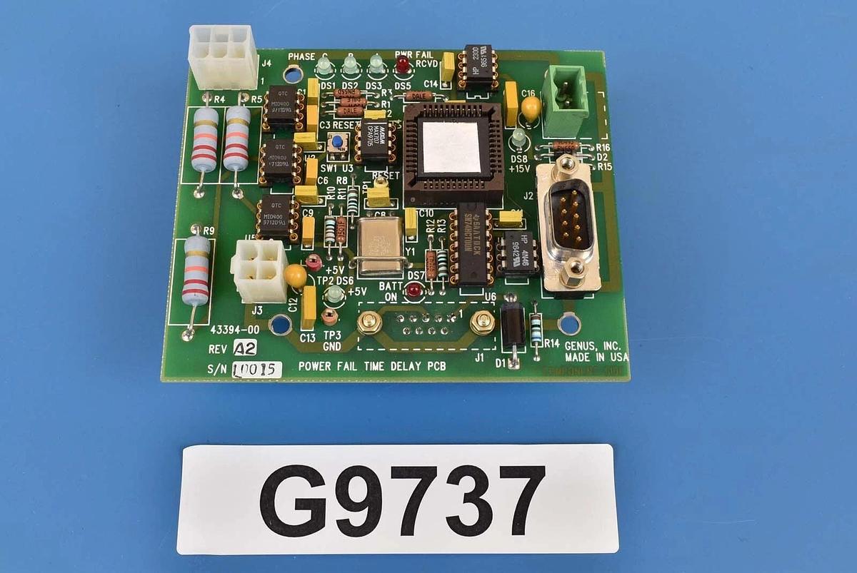 Used Genus Inc 43394-00 PCB Power Fail Time Delay
