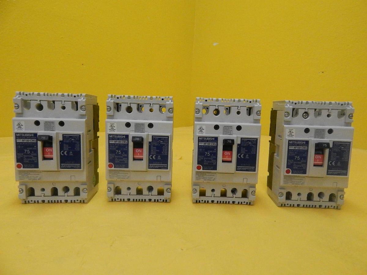 Used Mitsubishi NF100-CWU3 075 Circuit Breaker NF100-CWU Reseller Lot of 4 Used