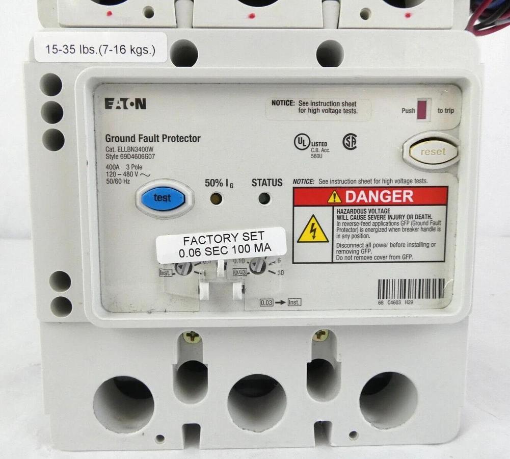 Used Eaton LGE3630NN 3 Pole Industrial Circuit Breaker L630E ELLBN3400W Working