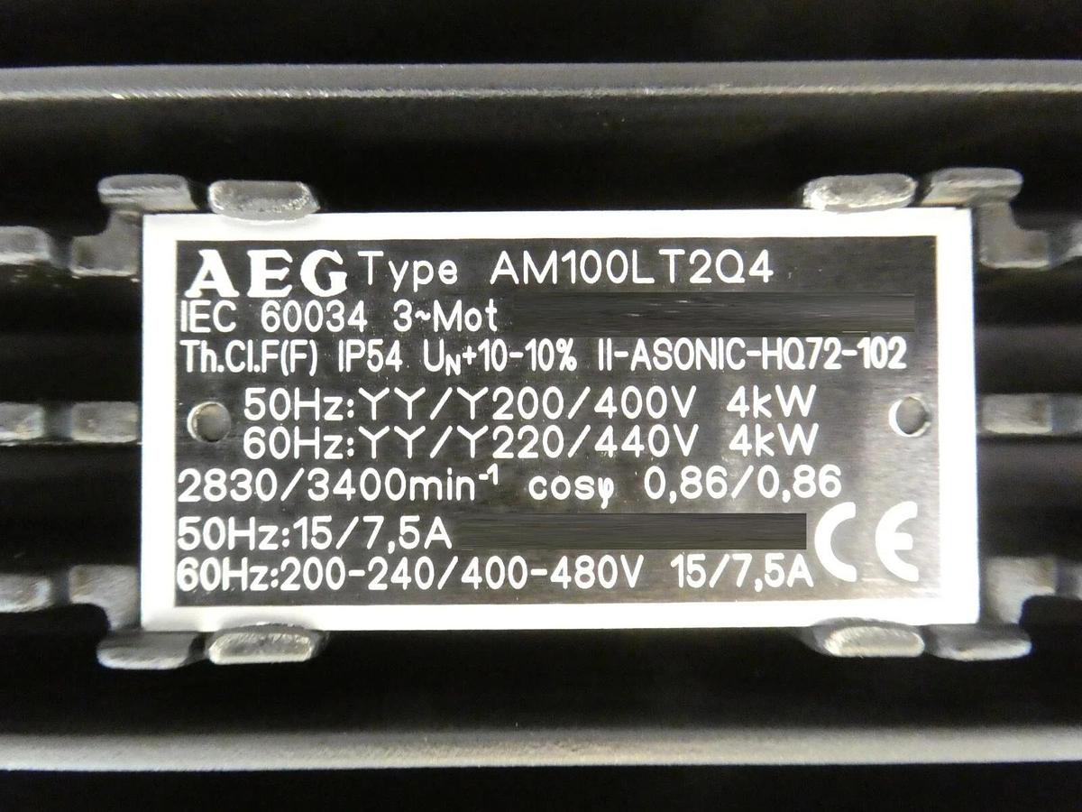 Used AEG Industrial Engineering AM100LT2Q4 Leybold Vacuum 100P 20077432 DV100 New