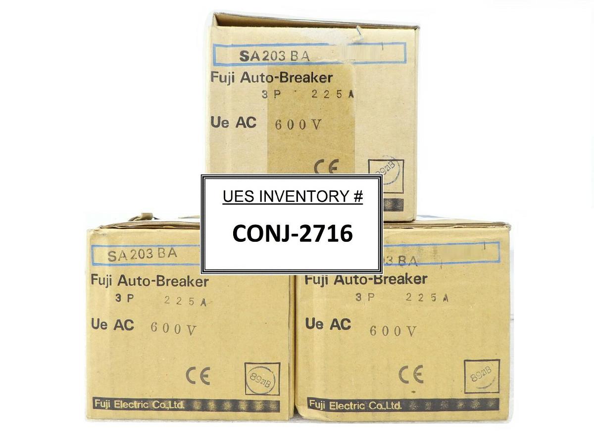 Fuji Electric SA203BA Circuit Breaker Reseller Lot of 3 Mattson 525-09859-00 New
